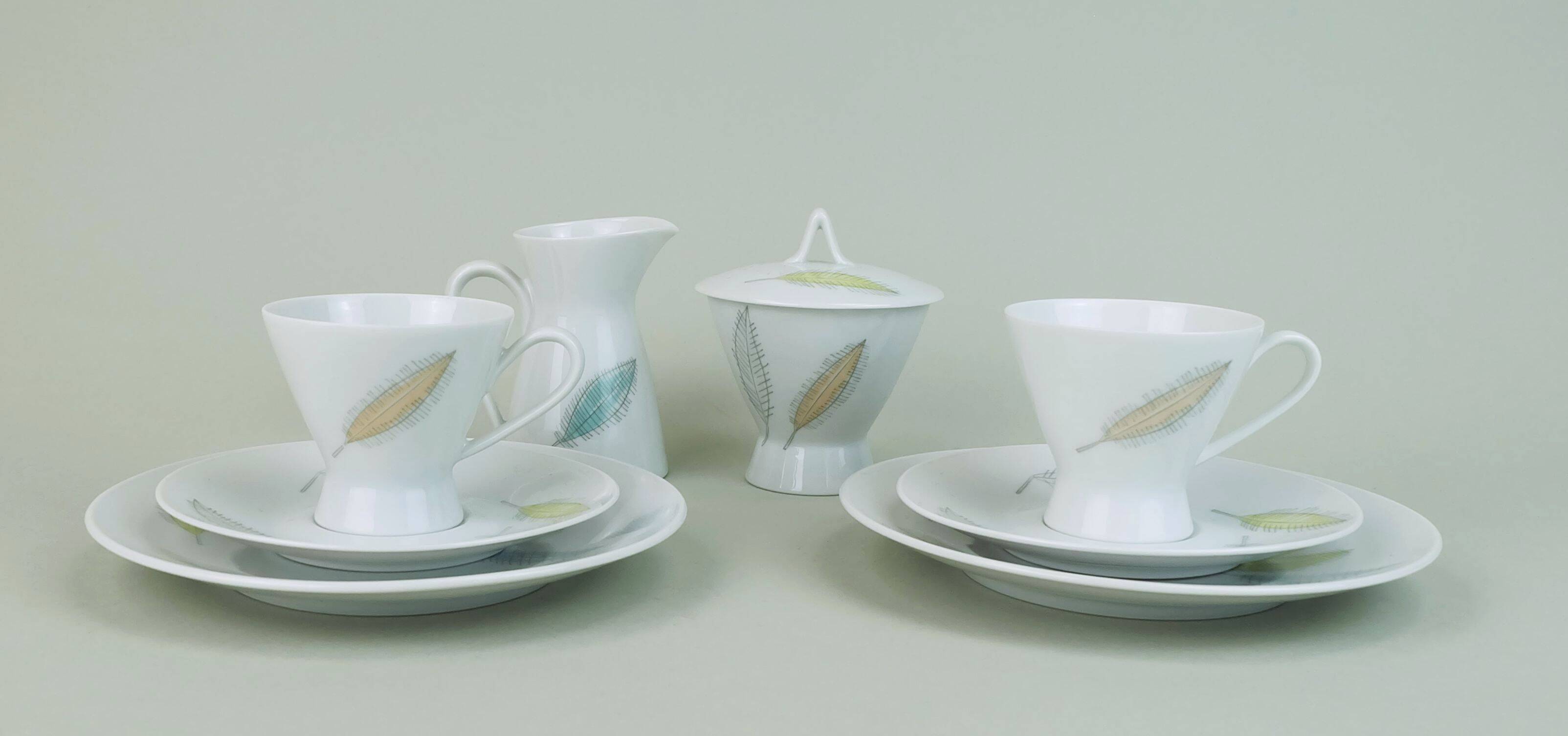 8-piece MOCHA SET rosenthal form 2000 raymond loewy decor falling leaves