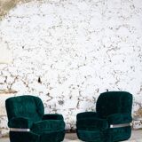 Fauteuil en velours vert "spage age" par Beka, 1970