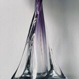 Large Purple Crystal Table Lamp, Signed by Vannes Le Chatel, France