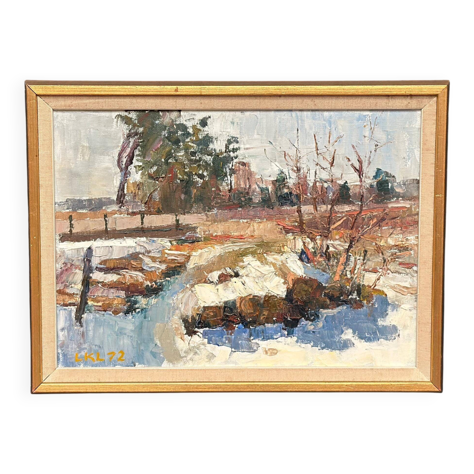 Original Mid Century Swedish Oil On Canvas – “Vinterdag” – Vintage & Framed