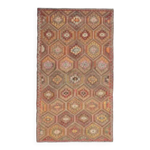 Tapis de sol vintage turc Oushak fait à la main en laine et coton marron 164x288