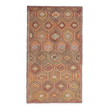 Vintage Turkish Oushak Handmade Wool & Cotton Brown Area Rug 164x288