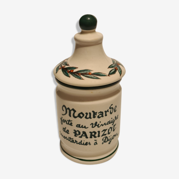 Mustard pot Parizot earthenware Digoin Sarreguemines fruit décor