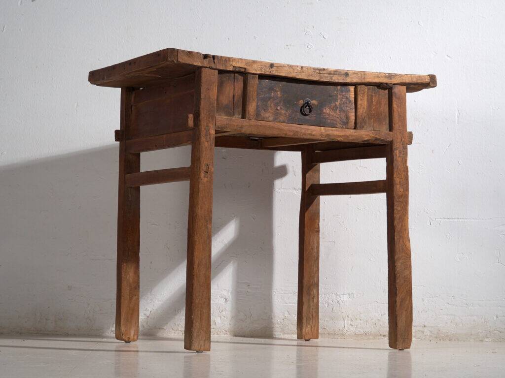 Antique solid wood table – Chinese side table with drawer – circa 1900