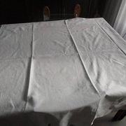 Nappe ancienne damassée 150x145cm+6 serviettes