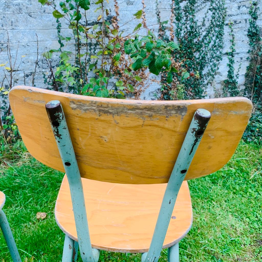 Set of 4 school chairs - wood & metal