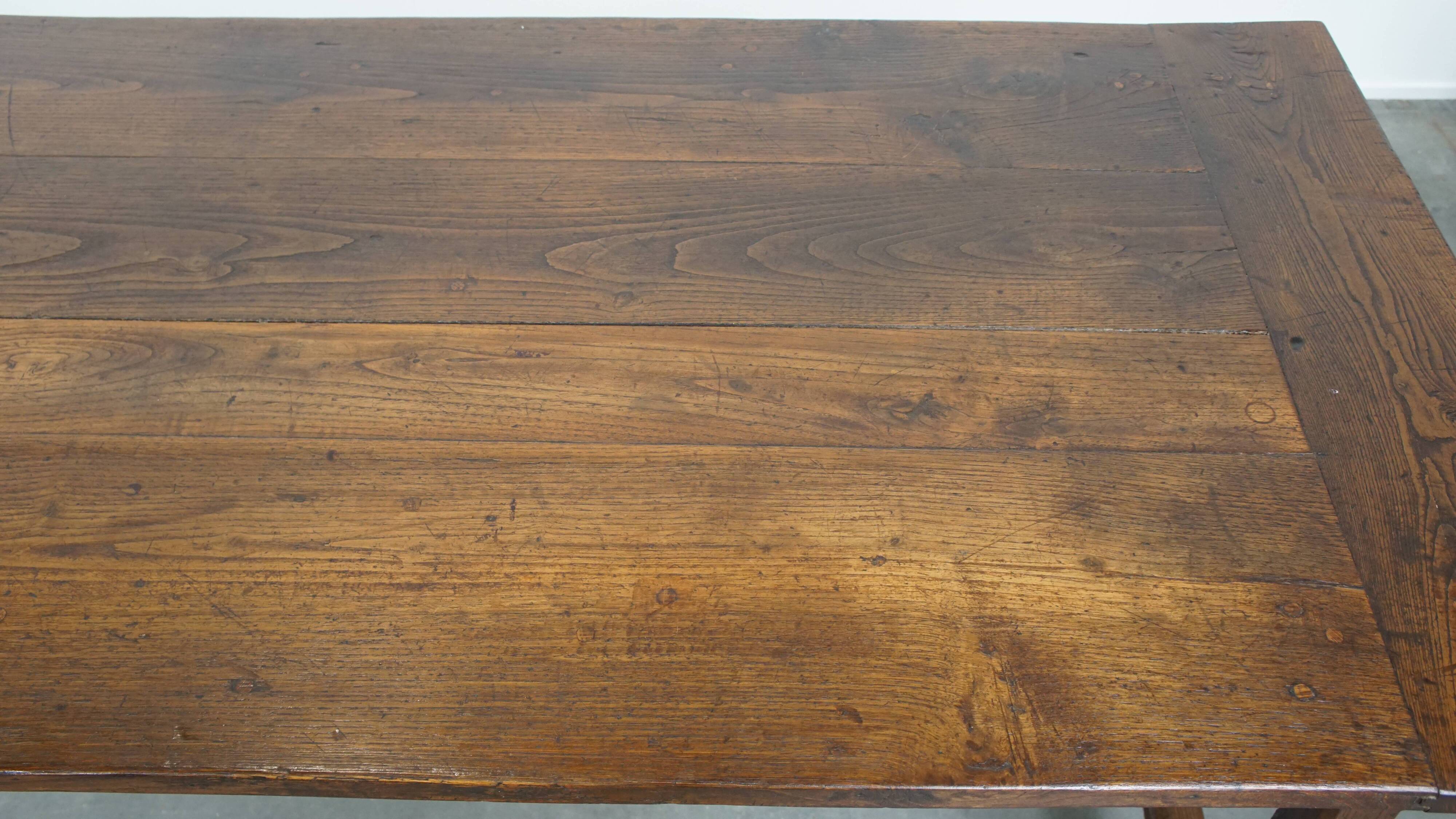 Antique French Country Chestnut Dining Table, Early 19th Century