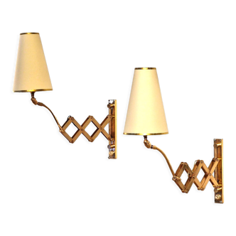 2x wall sconces brass scissors, 1930s
