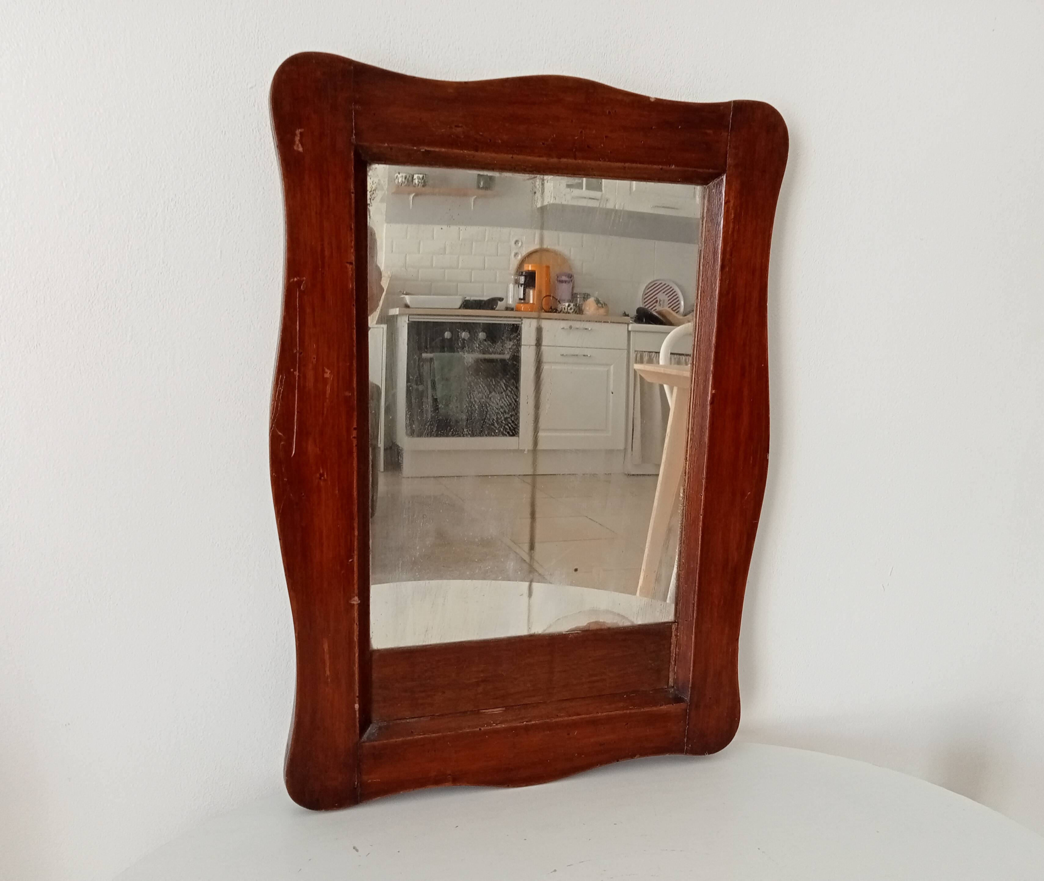 Miroir ancien en bois rustique