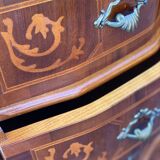 Vintage Inlay Wood Chest of Drawers in the Style of Louis XIV