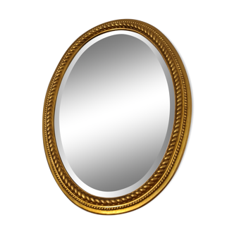 Beveled mirror Vintage oval gold H78cm