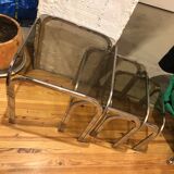 Chrome and smoked glass nesting tables