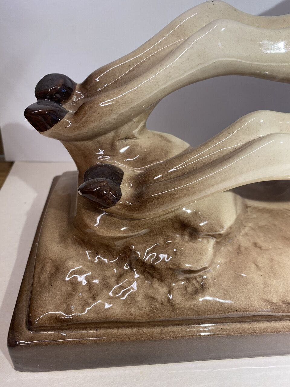 Ceramic deer and doe signed Lemanceau (1905-1980)