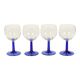 Set of Arcoroc Wine Glasses Cobalt Blue Base France 1980s