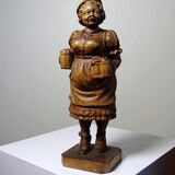 Subject "The Beer Waitress" in carved wood Ludwig Roger Germany years