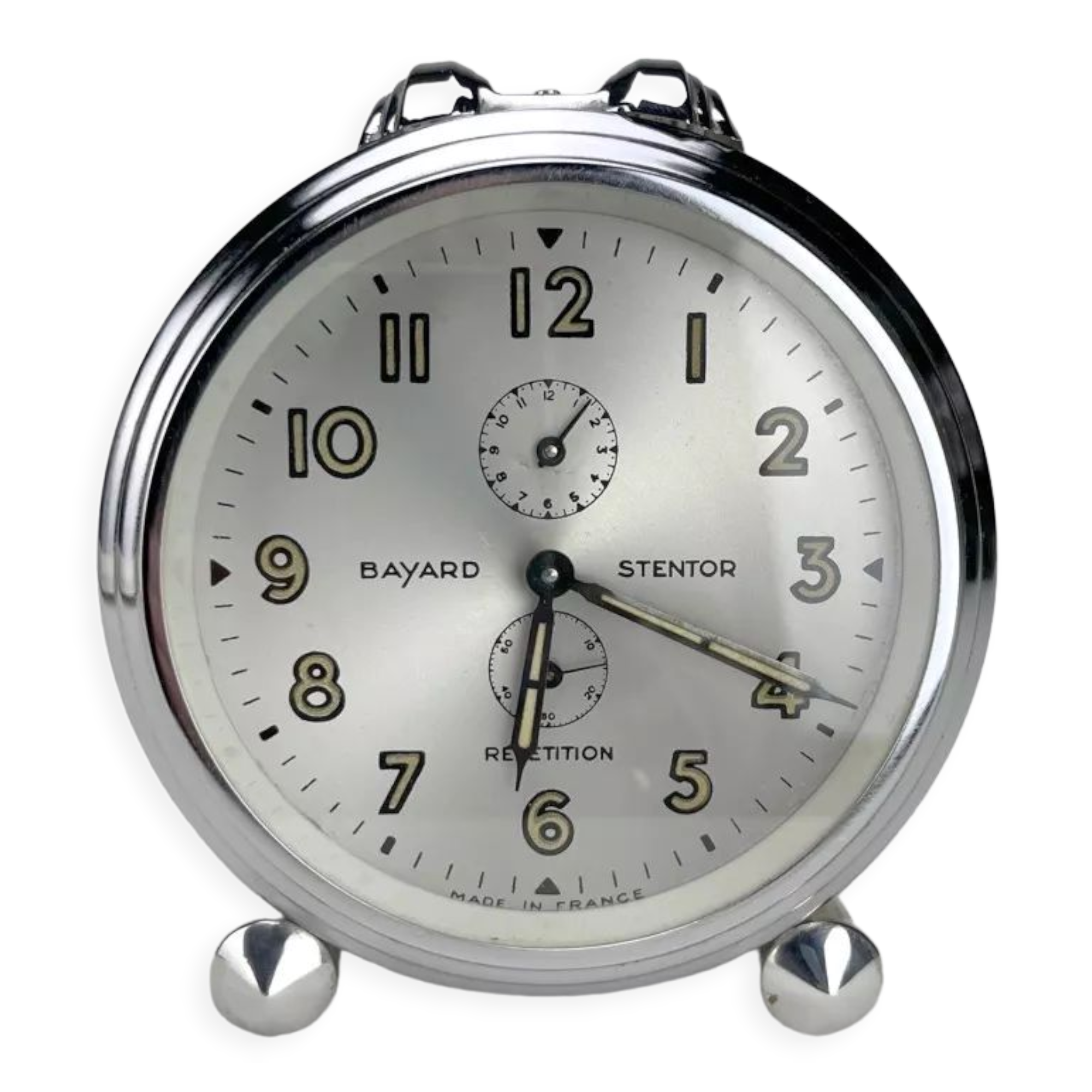 Mechanical alarm clock Bayard Stentor Art Deco 50s