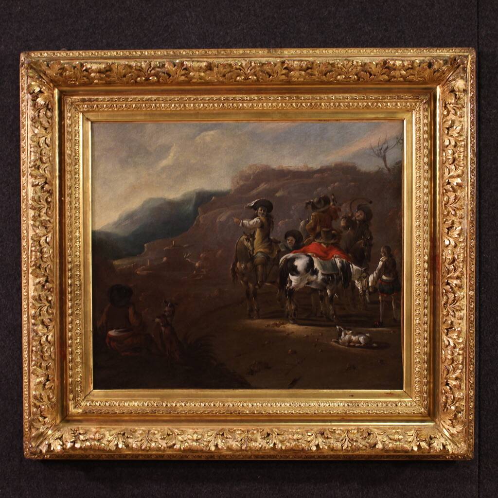 Flemish painting from the 17th century, hunting scene