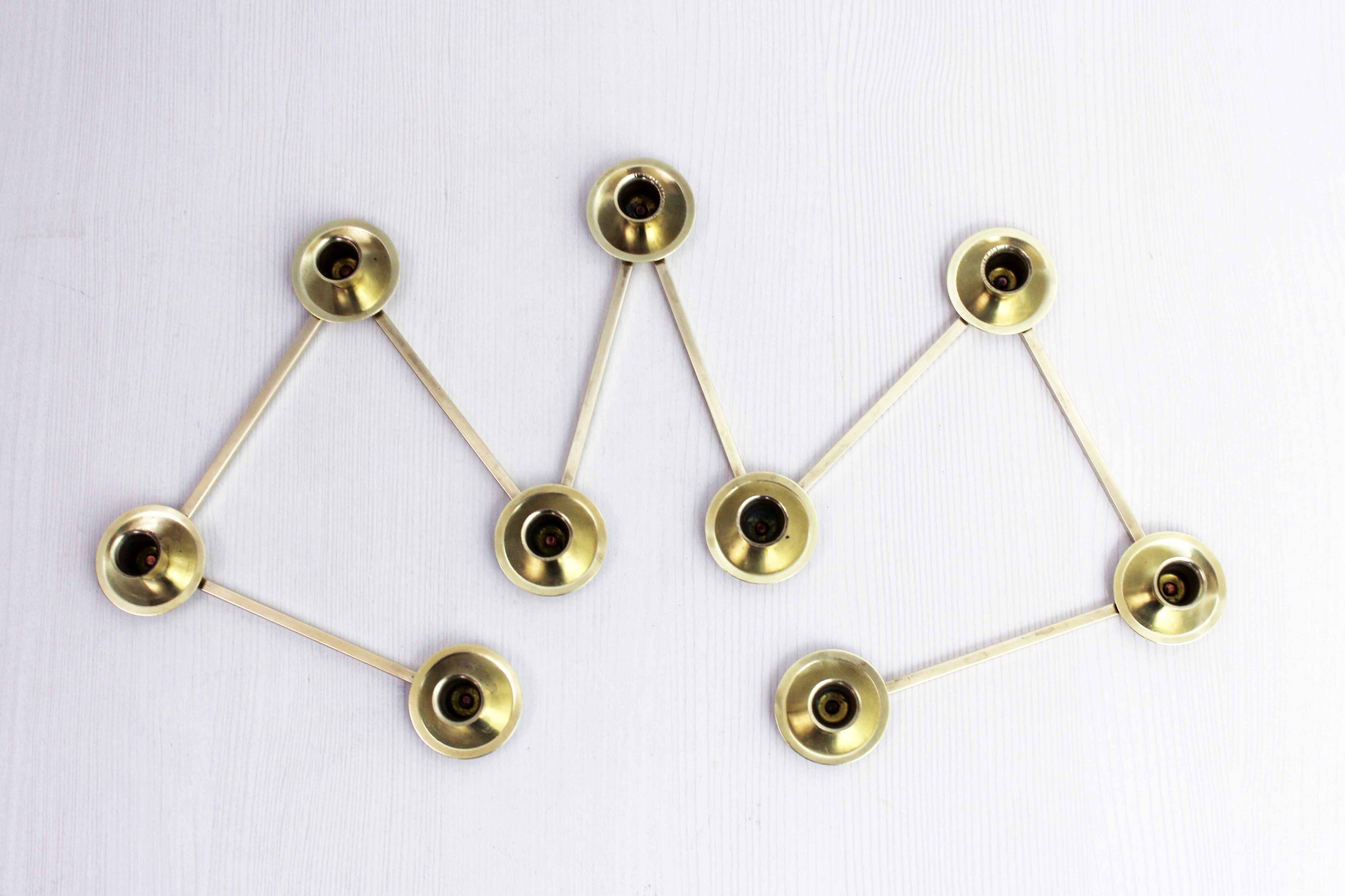 Margareta candle holder by Lars Holmström, brass accordion candle holder 1950