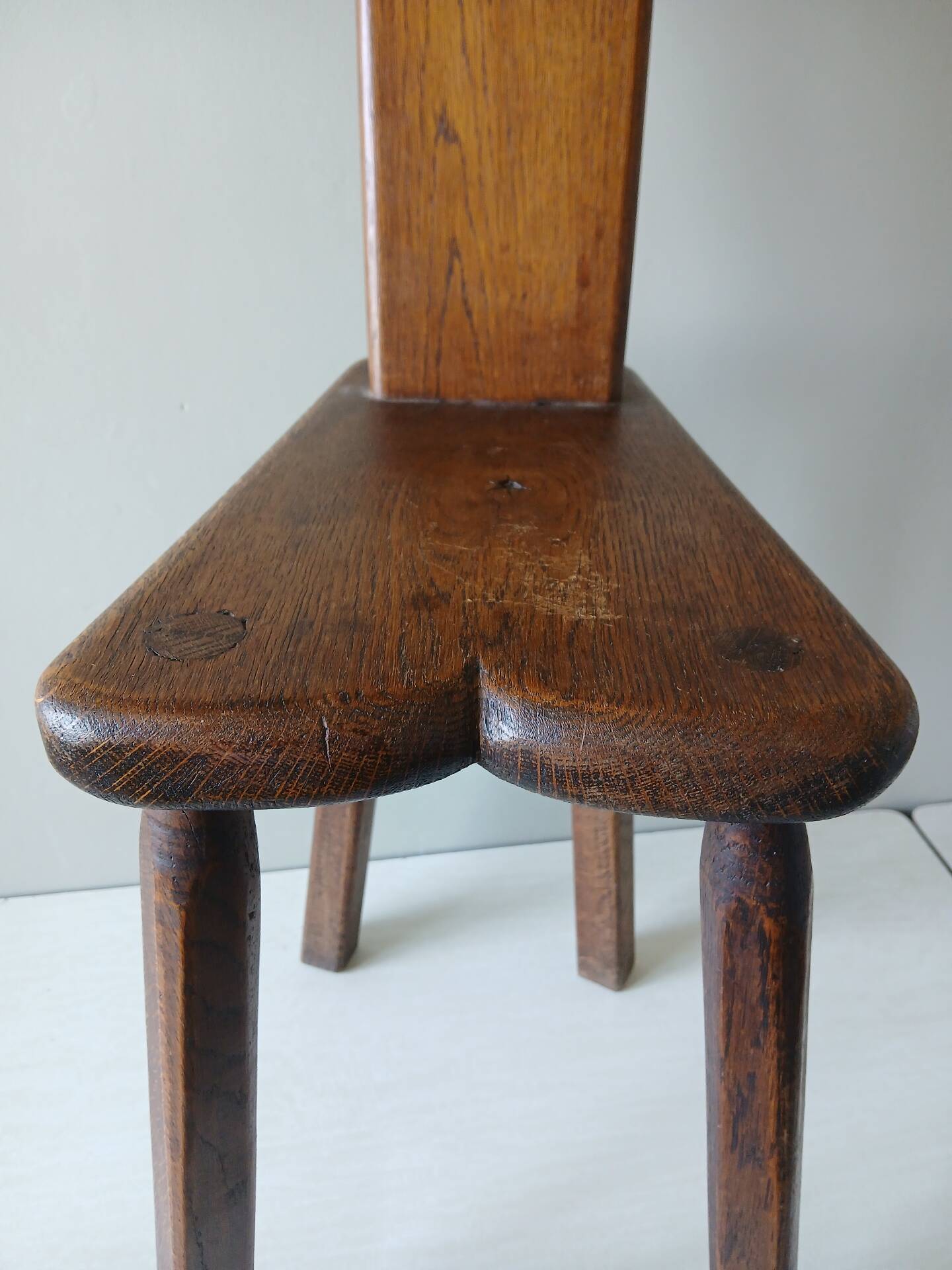 Antique Alpine peasant chair, Stabelle type, made of solid wood – 19th century.