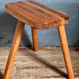 Solid wood tripod stool from the 50s