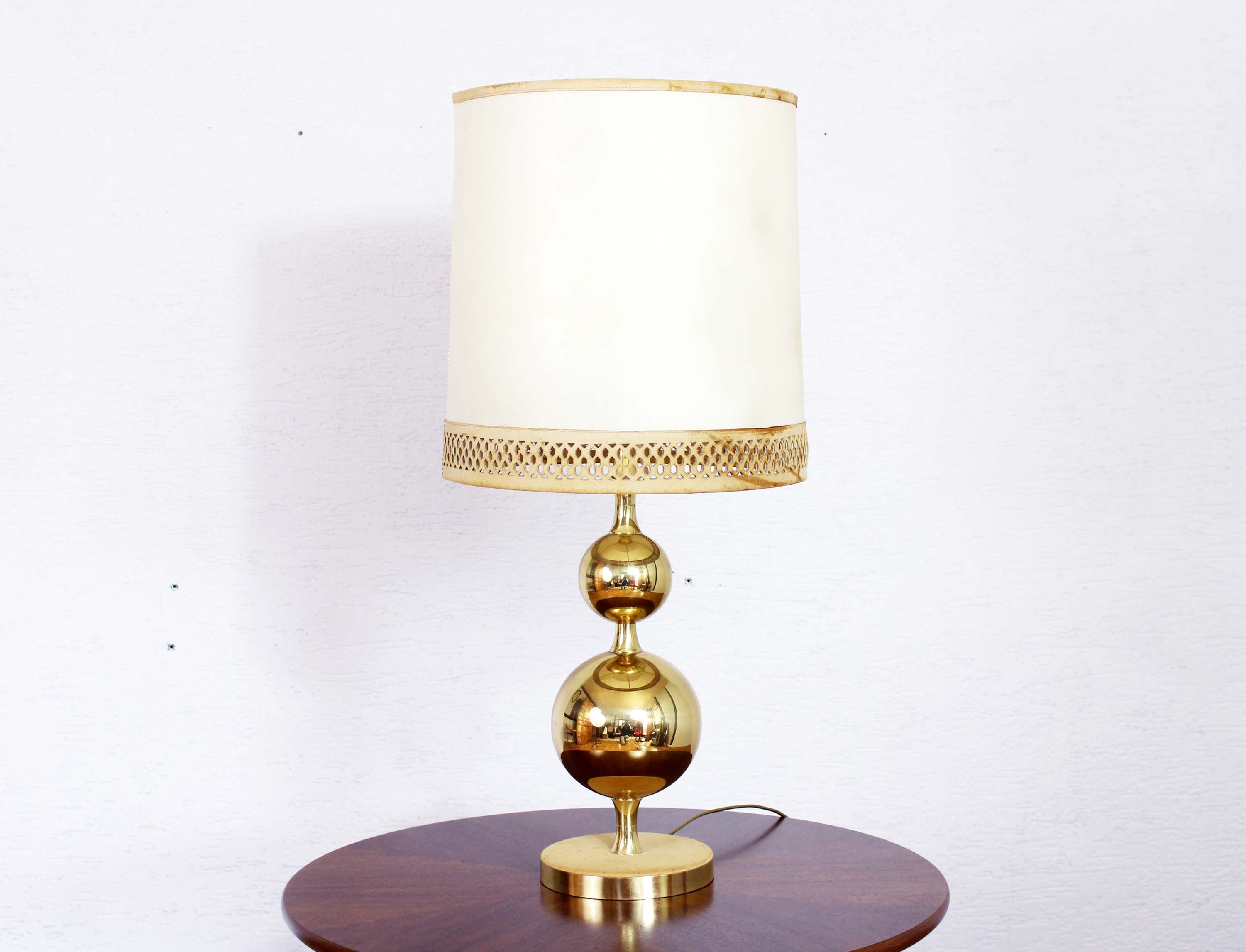 Beautiful brass and leather table lamp