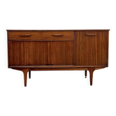 Teak Jentique sideboard — 1 door, 2 drawers & drop-down bar, England 1950s-60s