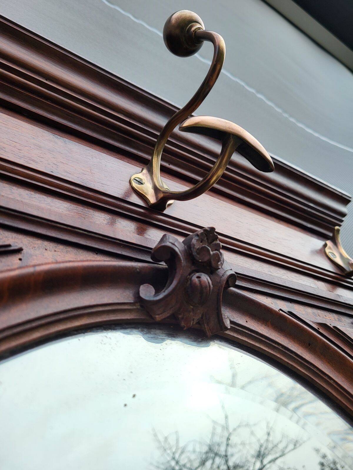 Monumental Art Nouveau wardrobe • walnut & brass