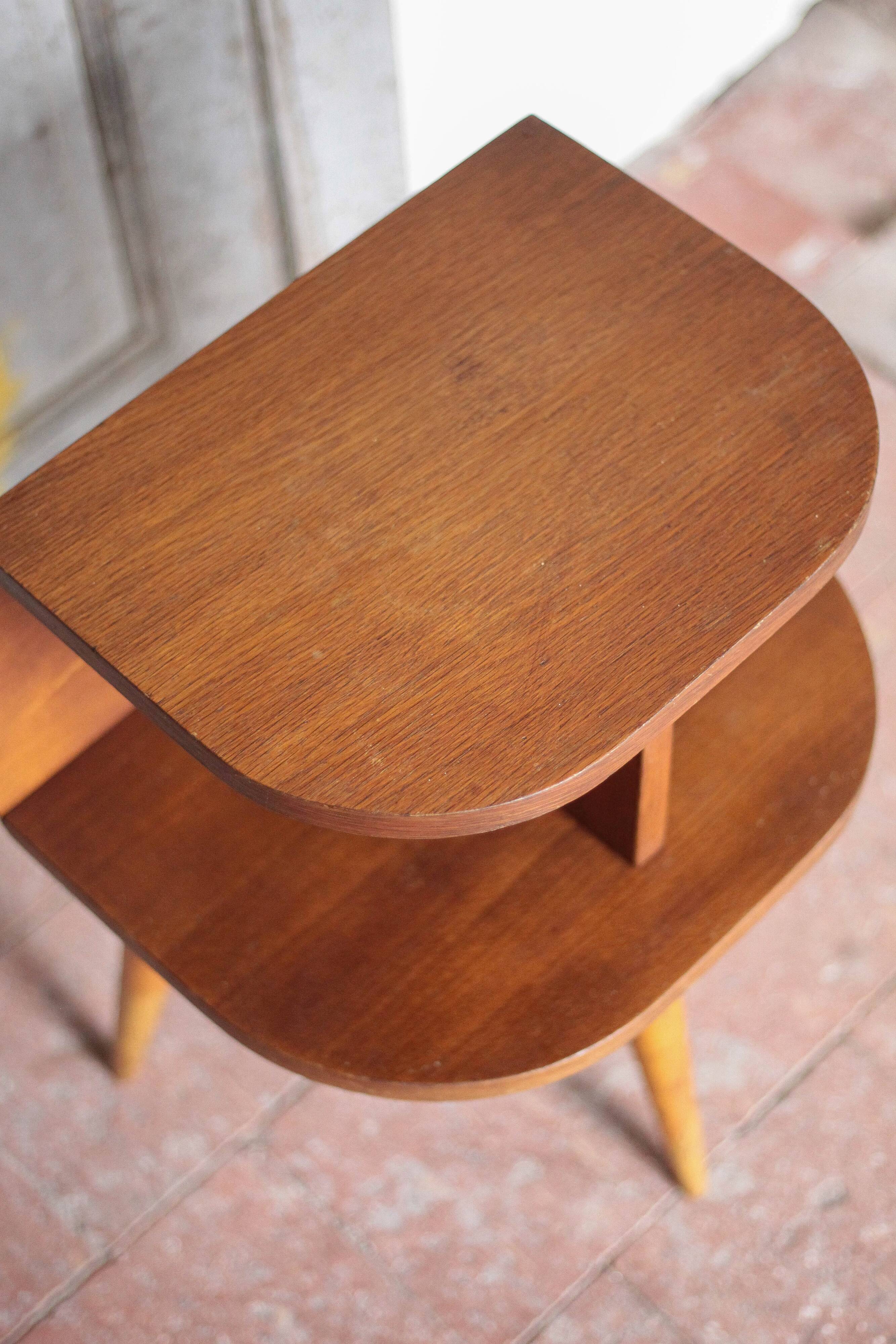 Vintage wooden bedside table, wooden bedside table with compass legs