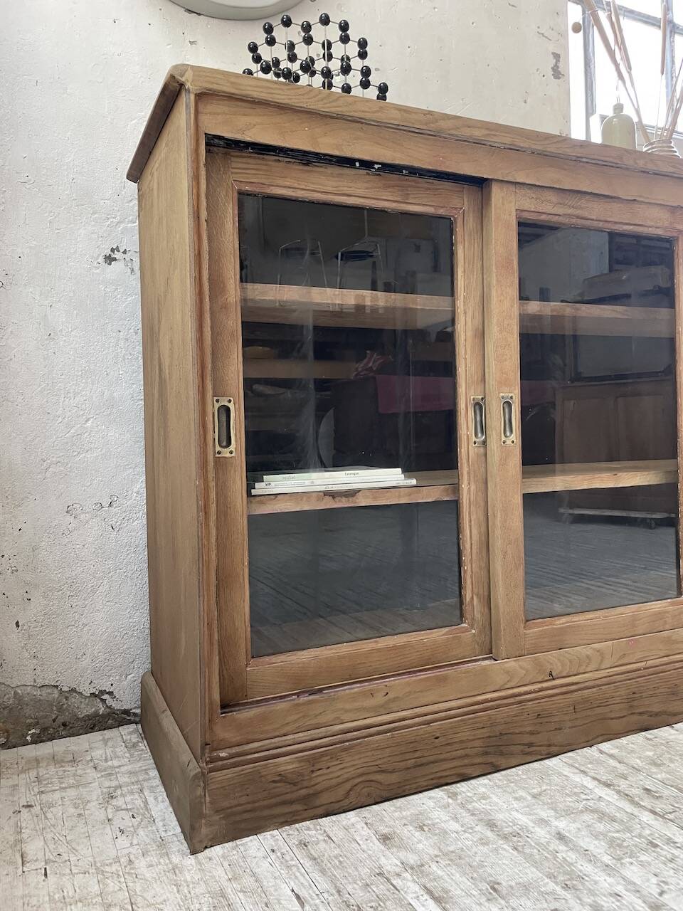Oak sideboard with glass doors