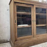 Enfilade meuble de métier chêne portes vitrées