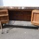Peugeot brand old green patina wooden workbench