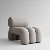 Pair of contemporary armchairs - taupe color - sun-resistant fabric