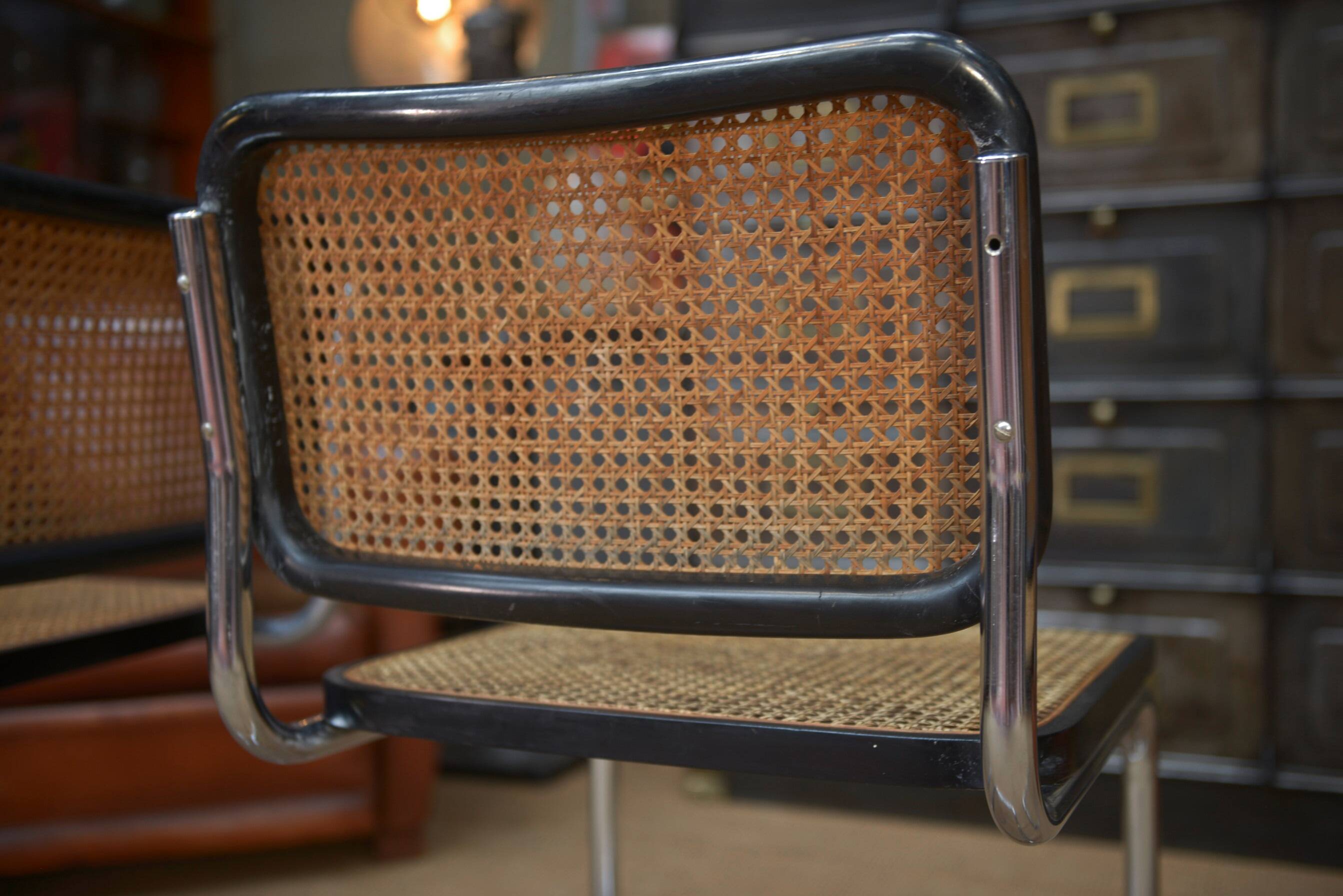 Set of 6 model b32 cesca marcel breuer chairs, italy 1970s