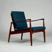 Mid-century teak armchair easy chair reupholstered 60s vintage