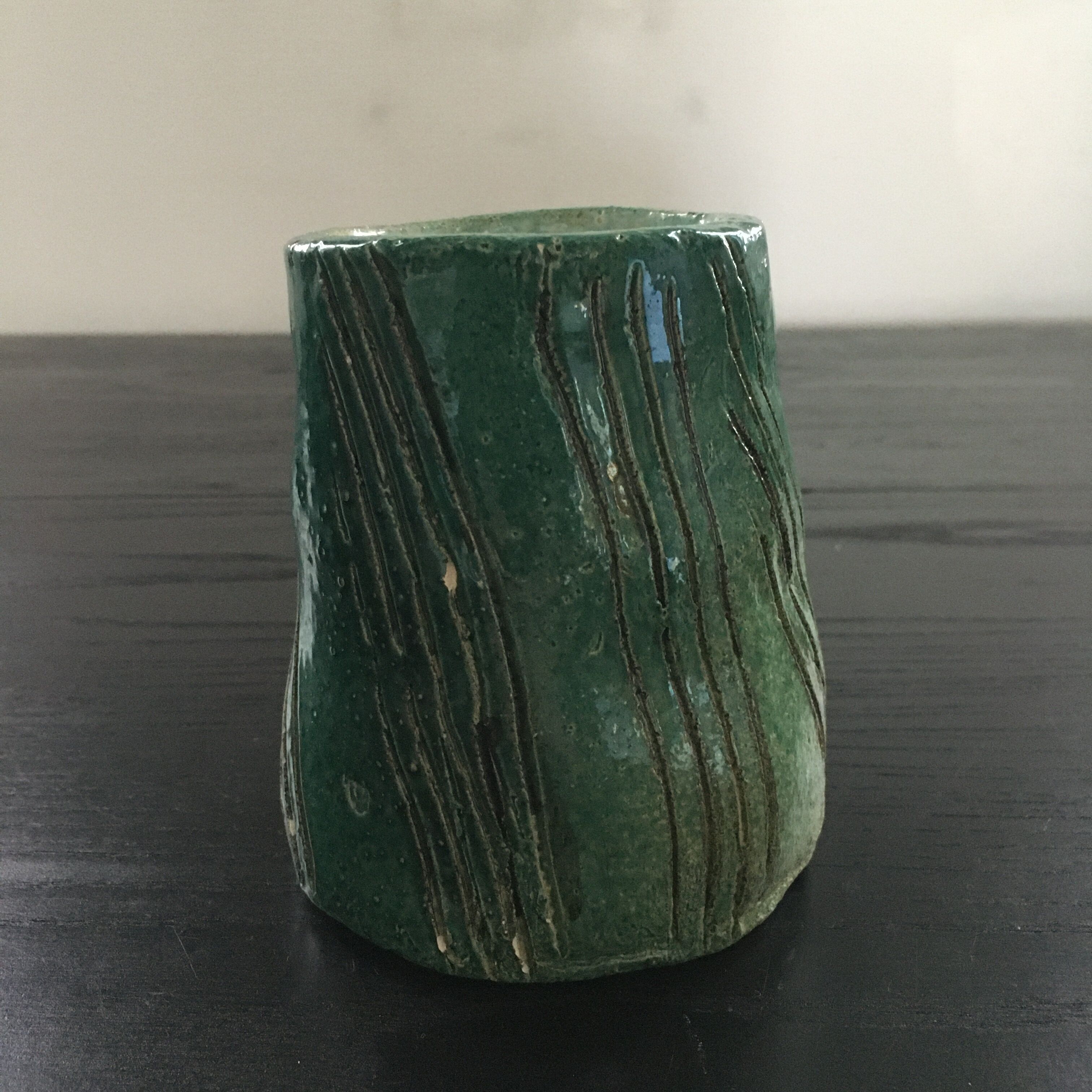 Japanese handcrafted vase signed