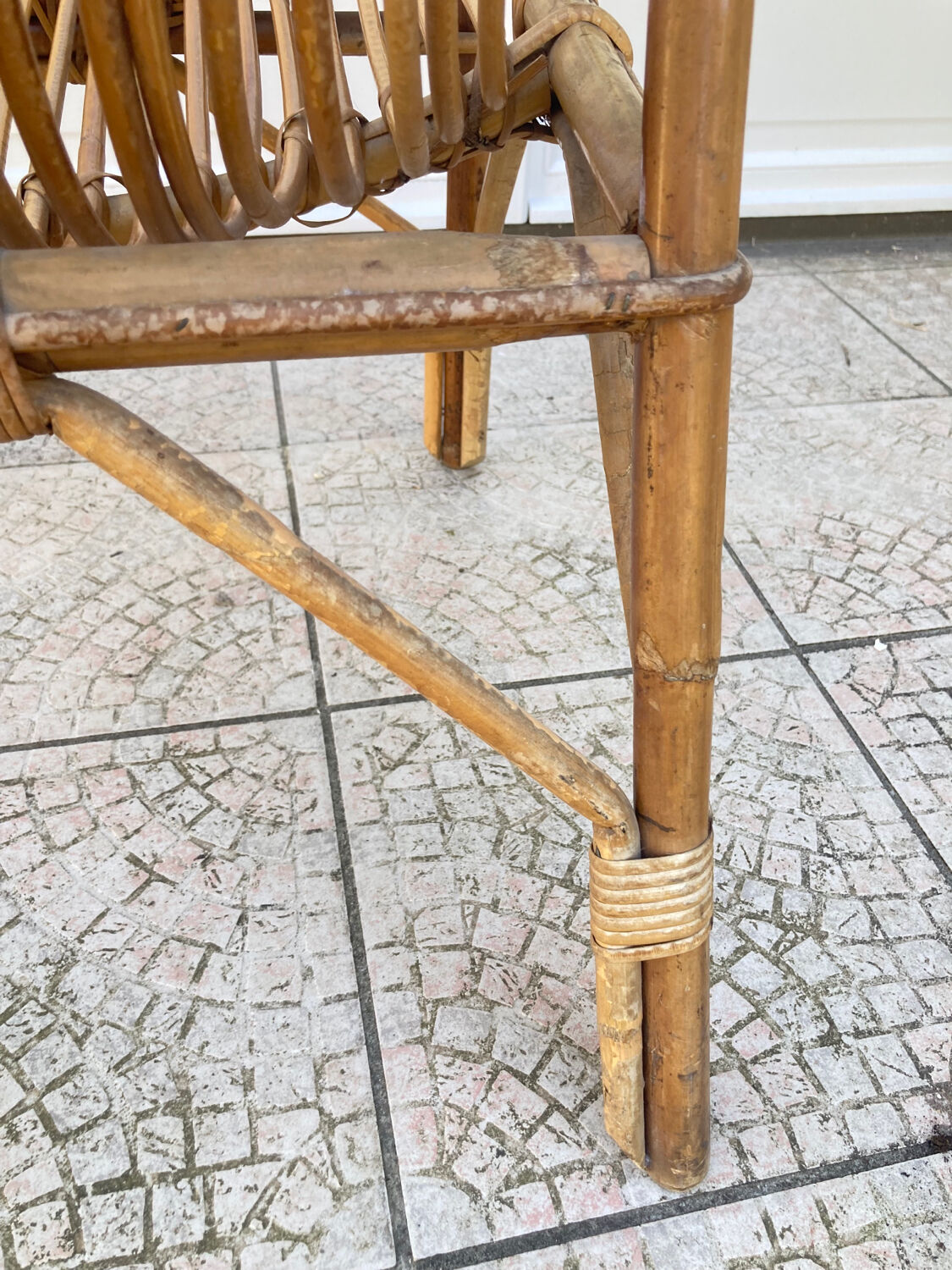 Vintage shell rattan armchair