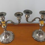 Pair of silver metal candlesticks