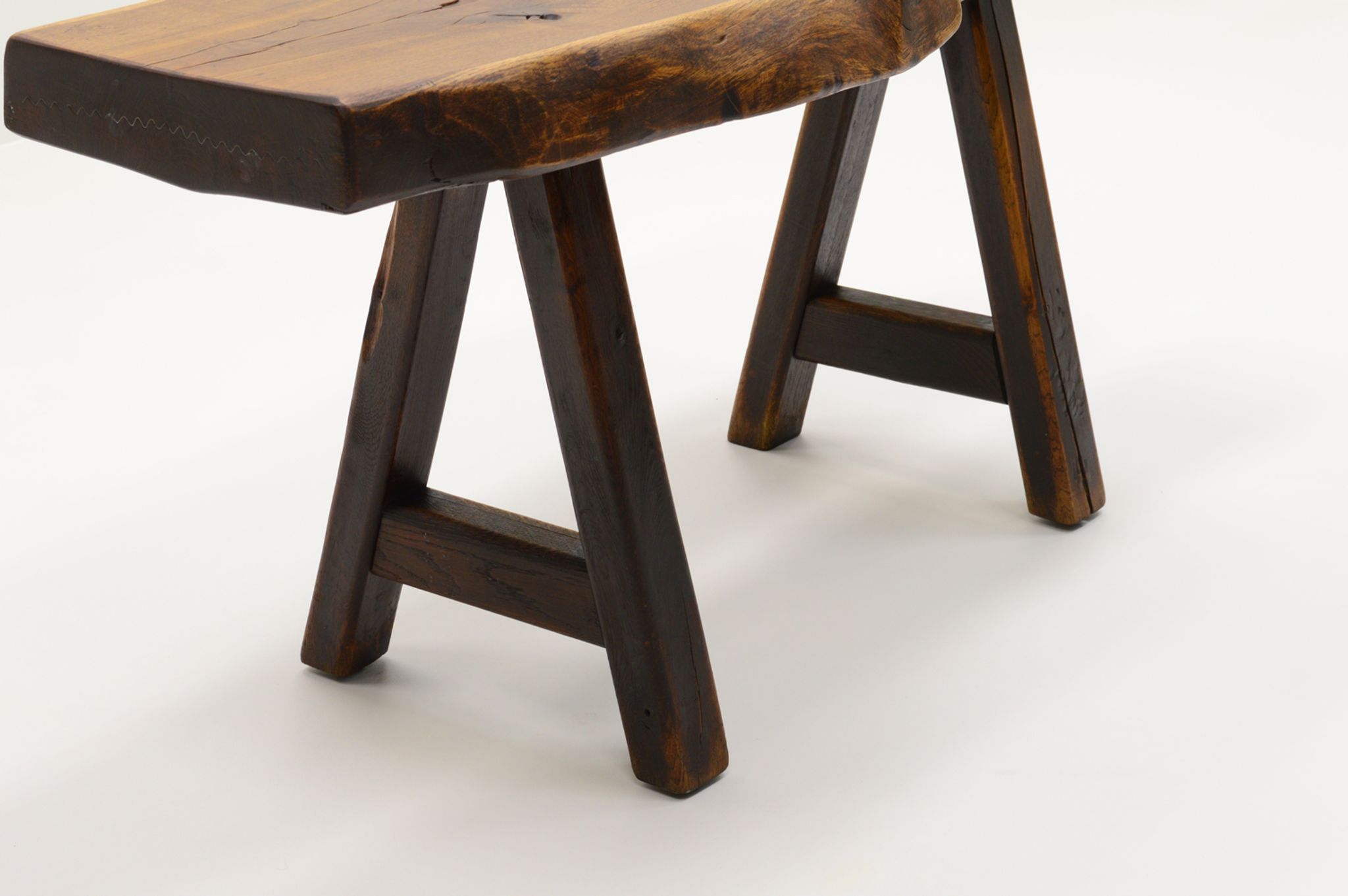 Handmade Oak brutalist table by Mobichalet, Belgium 60s.
