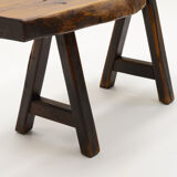 Handmade Oak brutalist table by Mobichalet, Belgium 60s.