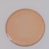 Plat rond art deco vieux rose en verre