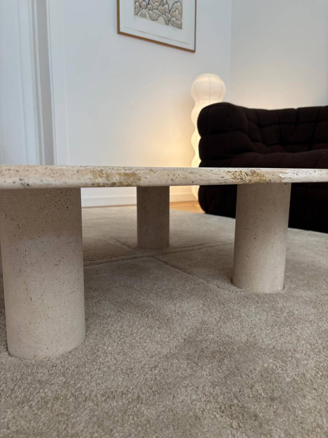 Travertine coffee table, Angelo Mangiarotti, Italy, 1970s