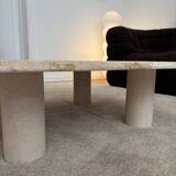Travertine coffee table, Angelo Mangiarotti, Italy, 1970s