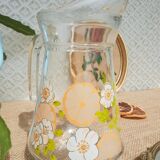Carafe patterns flowers in glass -vintage
