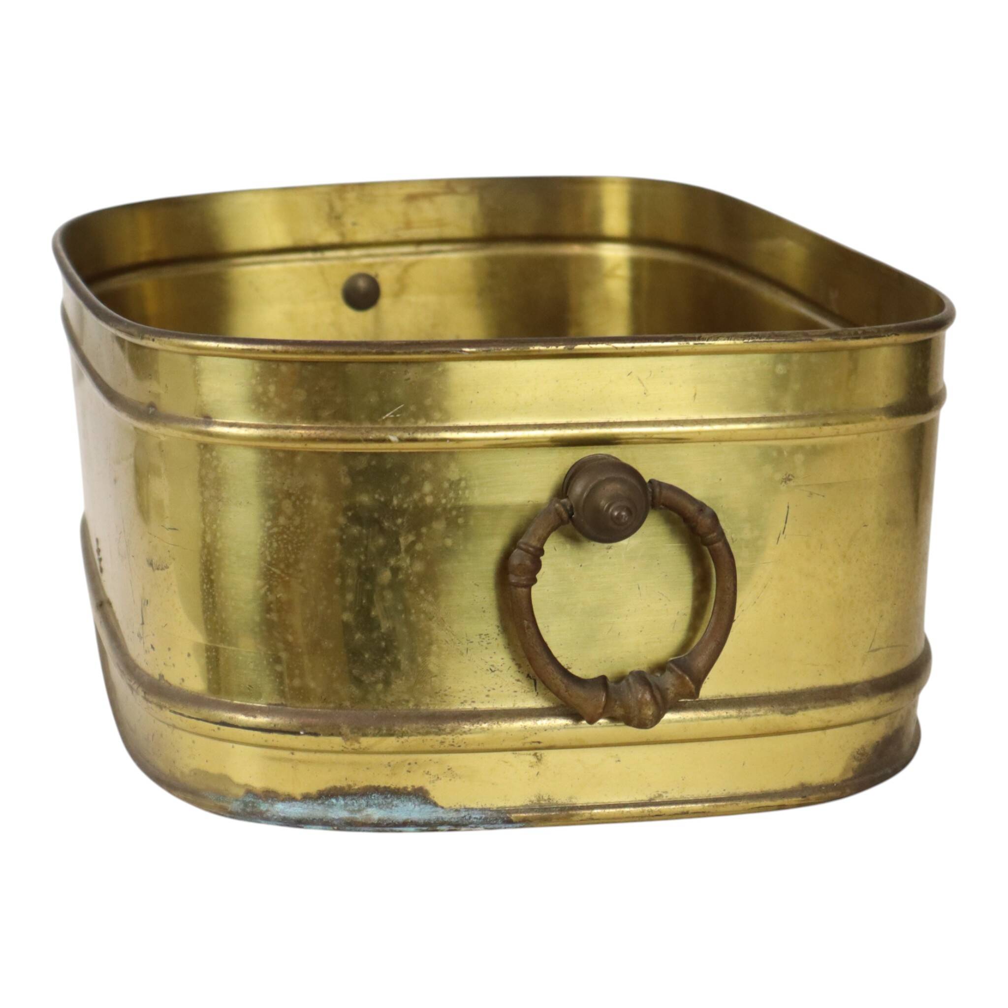 Large Oval Brass Planter Vintage XL Cachepot 41cm