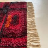 Original Abstract Scandinavian High Pile Abstract Rya Rug Carpet, Sweden, 1960s