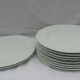 Set of 10 white Limoges flat plates