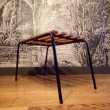 Old 1950s suitcase bench with wooden slats