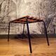 Old 1950s suitcase bench with wooden slats