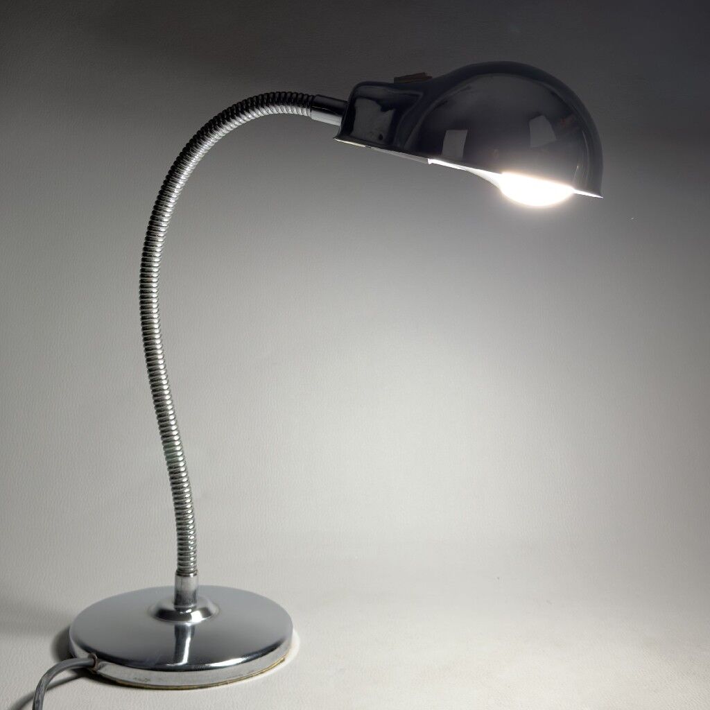 Lampe de table chromée Space Age bras articulé design moderniste 1960