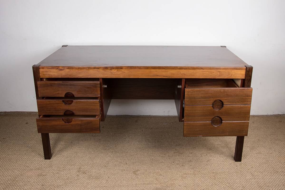 Large Danish Rosewood Executive Desk by Christian Linneberg 1960